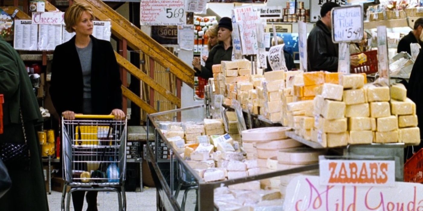 Kathleen (Meg Ryan) fazendo compras no Zabar's em You've Got Mail