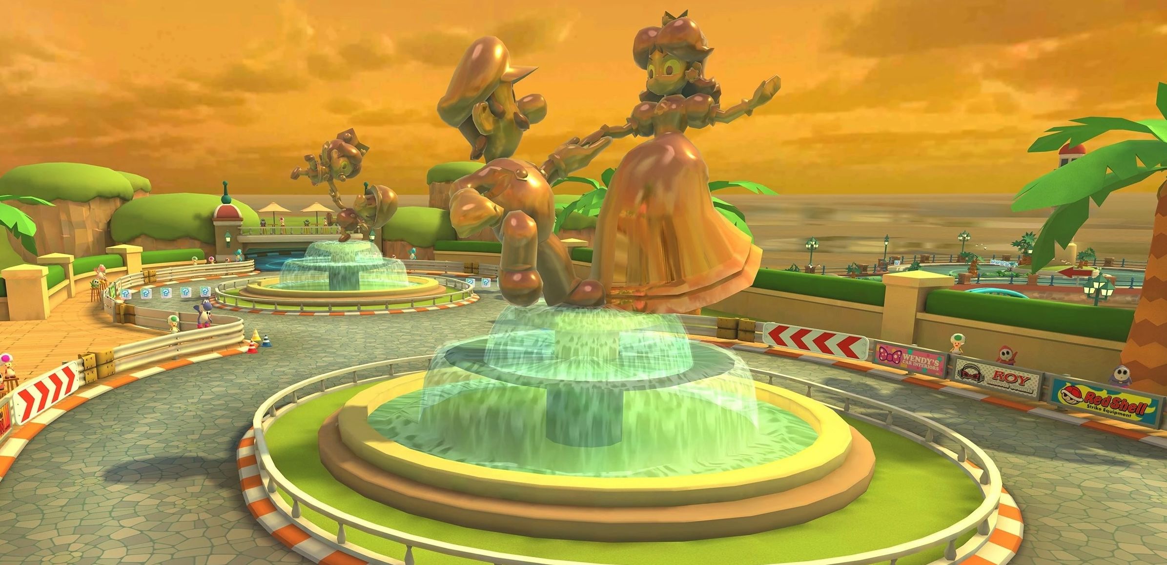 Daisy and Luigi dancing statue from Daisy Circuit. 