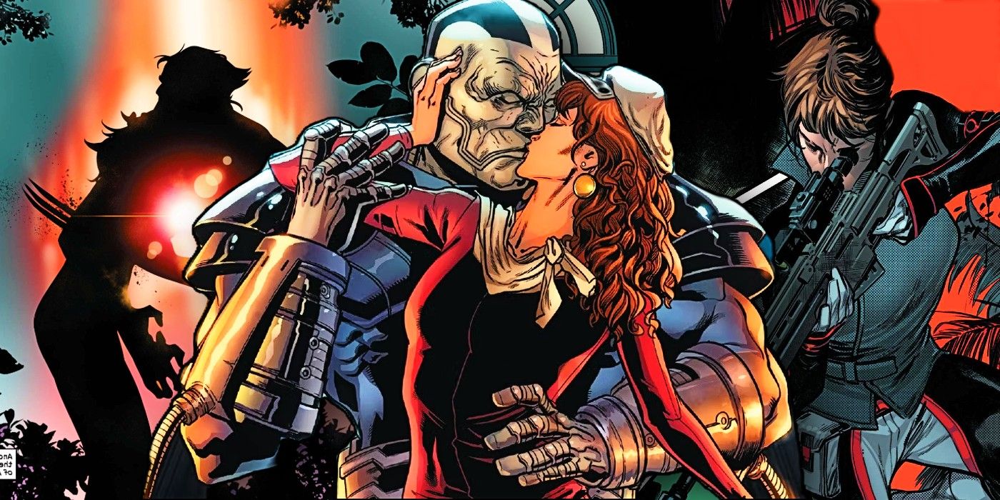 Moira kissing Apocalypse Wolverine killing assassin