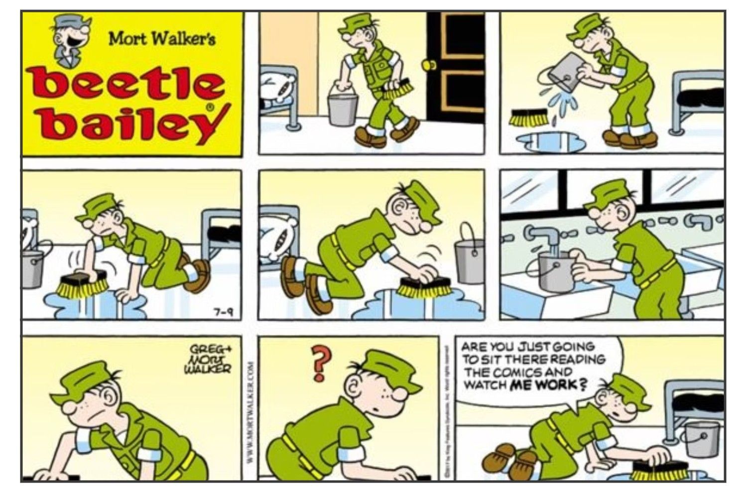 mort walker beetle bailey comic que quebra a quarta parede