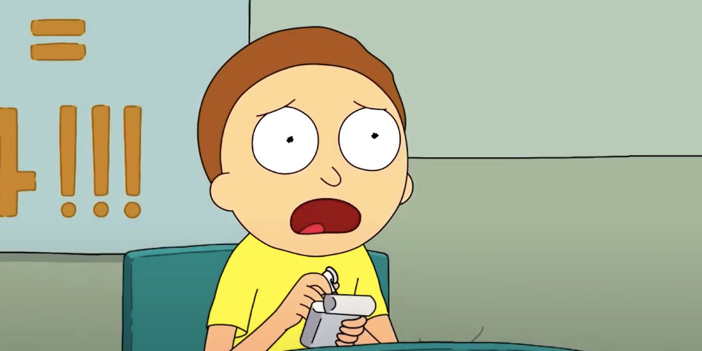 Morty looking worried in a classroom in Rick and Morty season 7 episode 8
