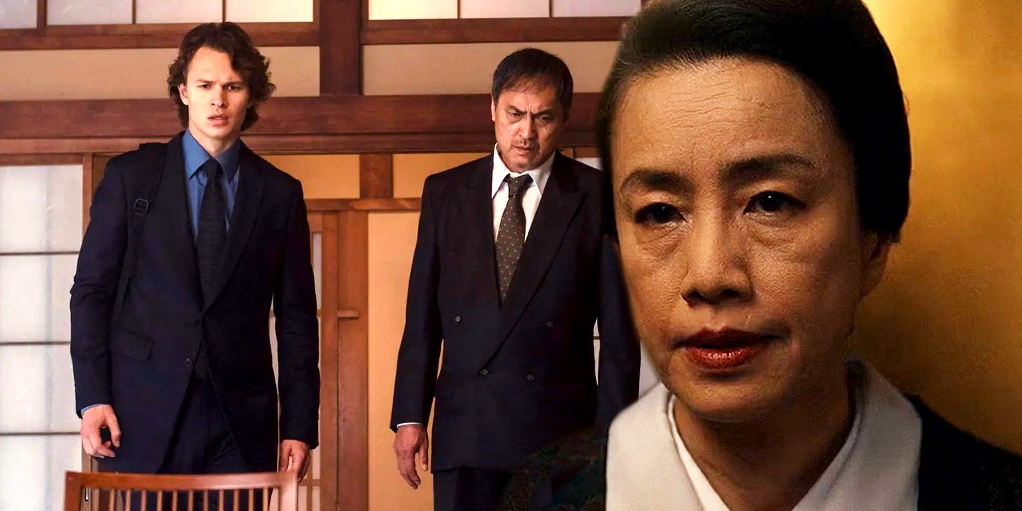 Mrs. Tozawa talking and Jake with his boss in Tokyo Vice season 2