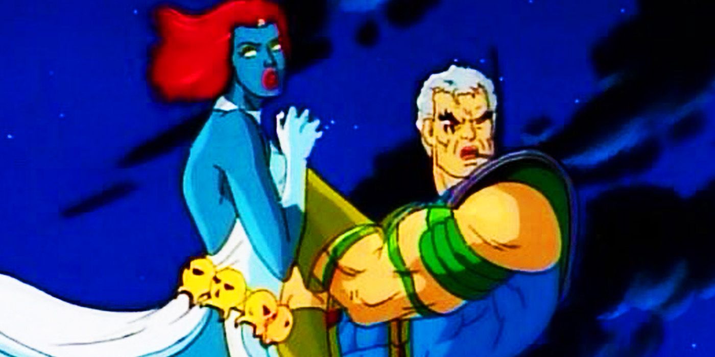 Mística e Cable lutando em X-Men The Animated Series