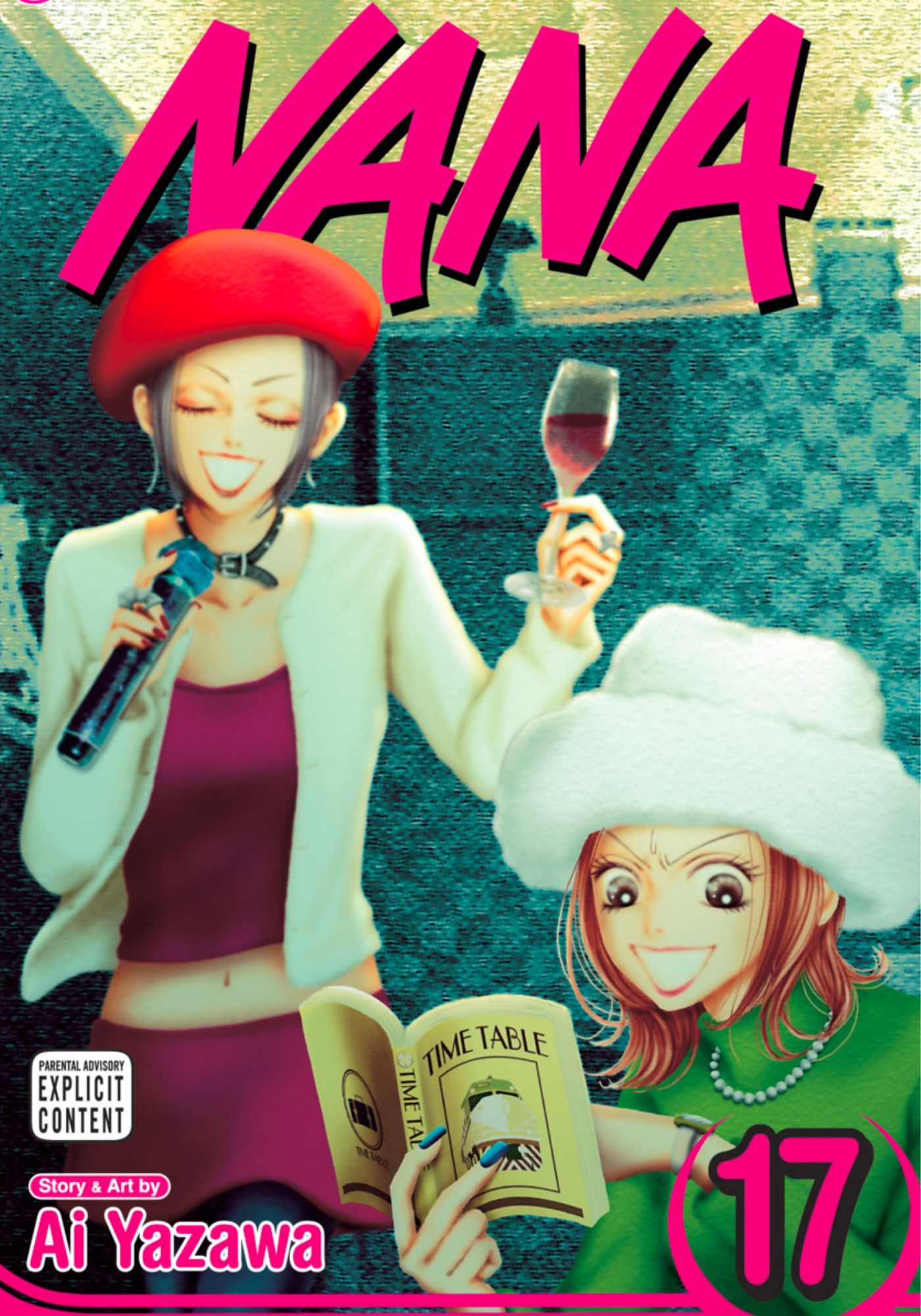 NANA volume 17 cover art featuring the two leads at karaoke together, with hachi realizing that they've missed the last train.