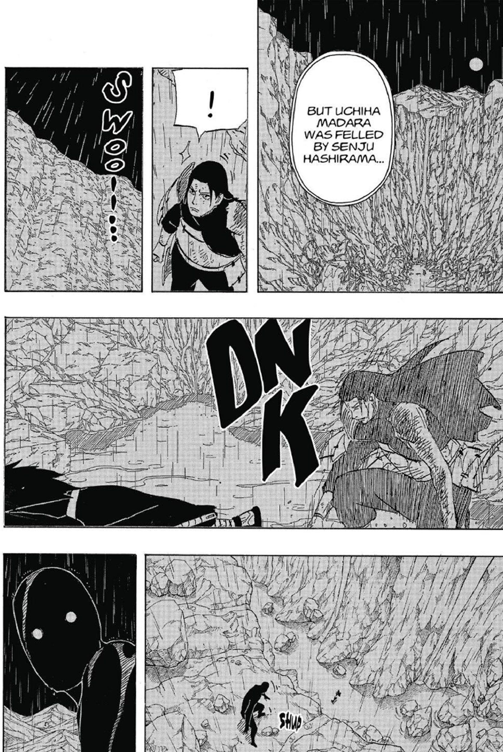 Naruto capítulo 626 painel do mangá de Hashirama derrotando Madara