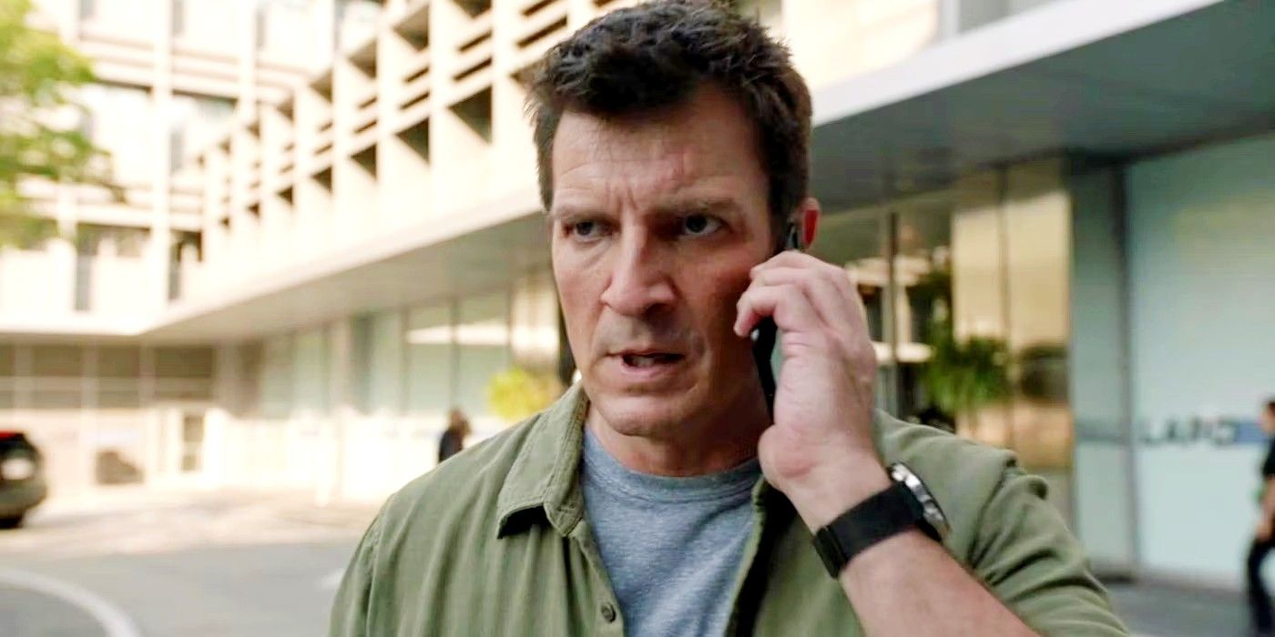 Nathan Fillion as Nolan on the phone in The Rookie