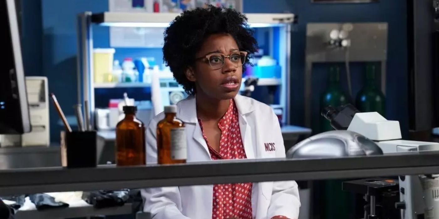 Dr. Kasie Hines looks overwhelmed in her lab in NCIS