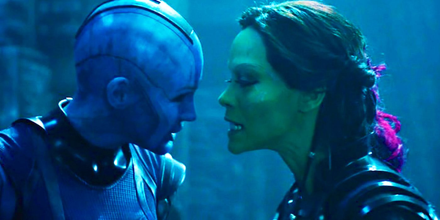 Nebula and Gamora arguing in Guardians of the Galaxy flashback