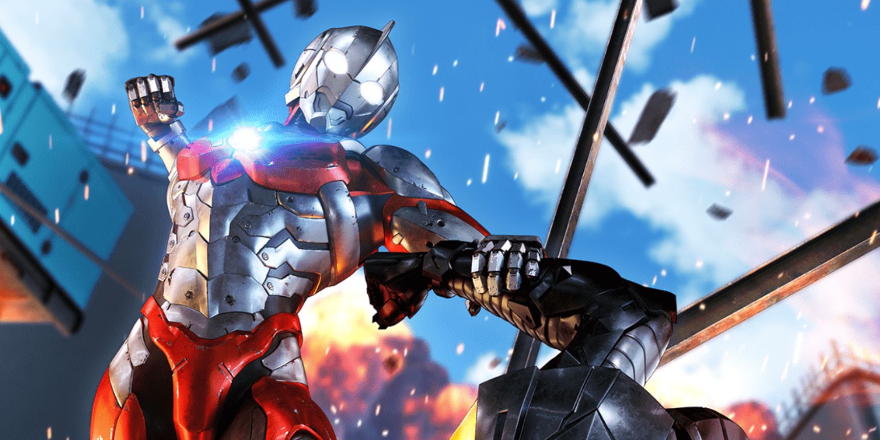 Netflix Ultraman beats down an opponent