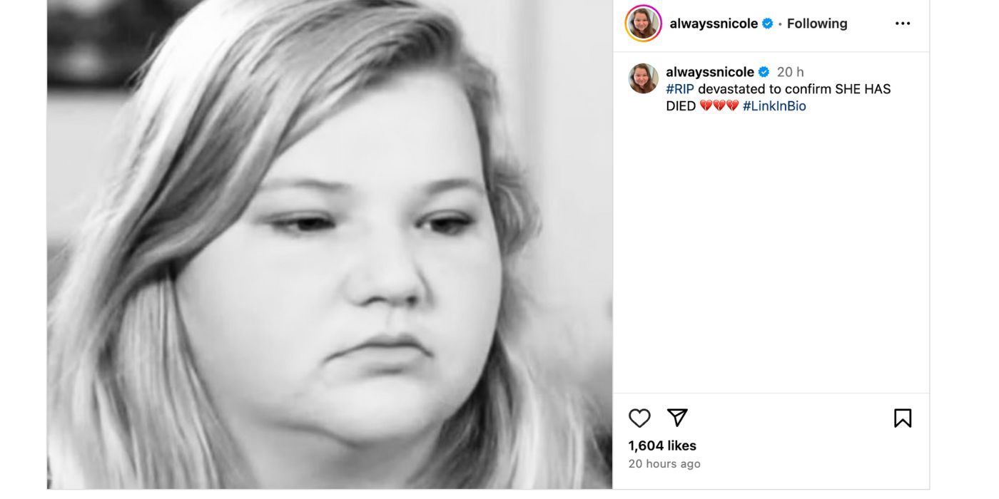 Nicole Nafziger em 90 Day Fiance no Instagram compartilhando clickbait sobre sua morte