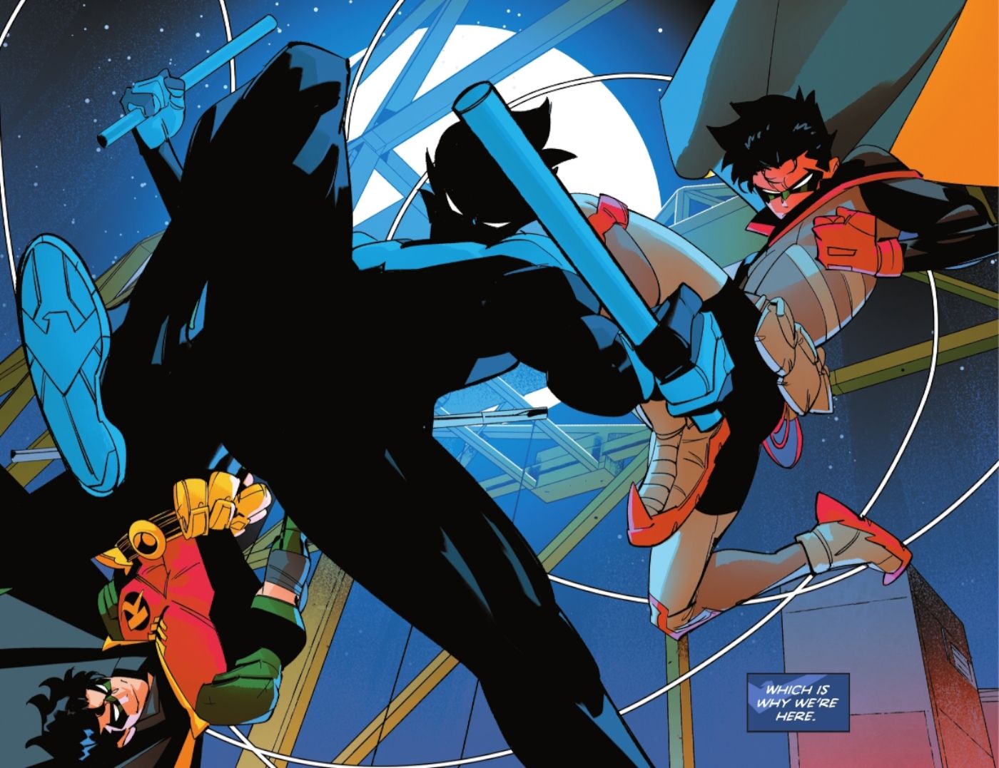 Nightwing e os Robins aparecem para combater o crime