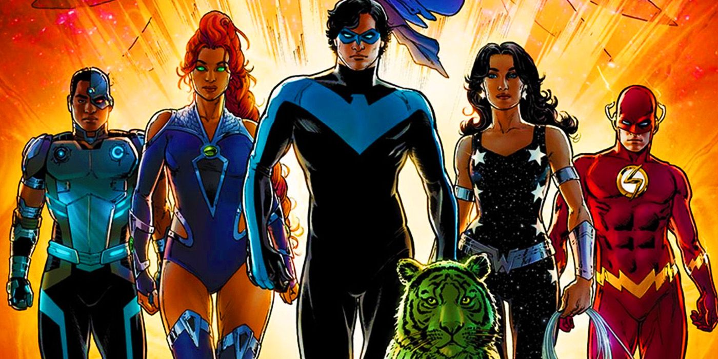 Nightwing with the Teen Titans in DC Comics