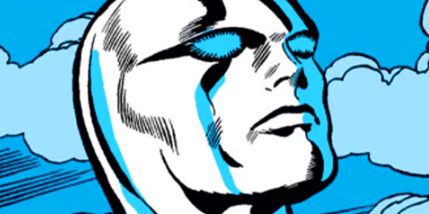 Norrin Radd's Silver Surfer looking stern in Marvel Comics