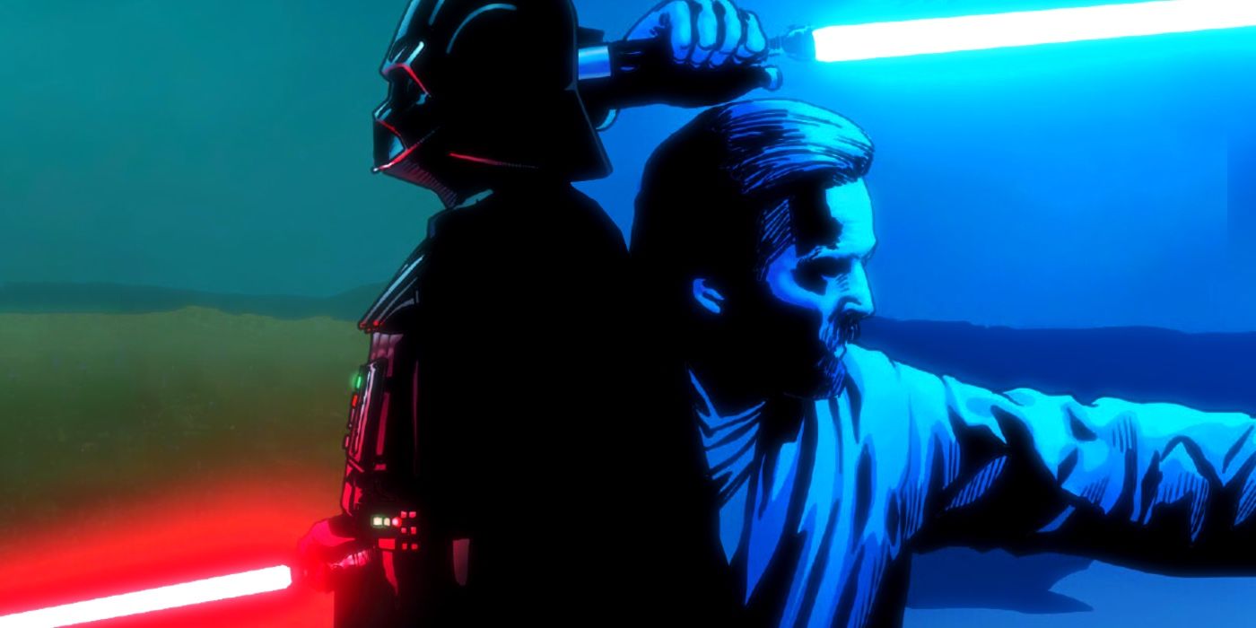Obi-Wan Kenobi and Darth Vader Duel Comic Art Custom Image
