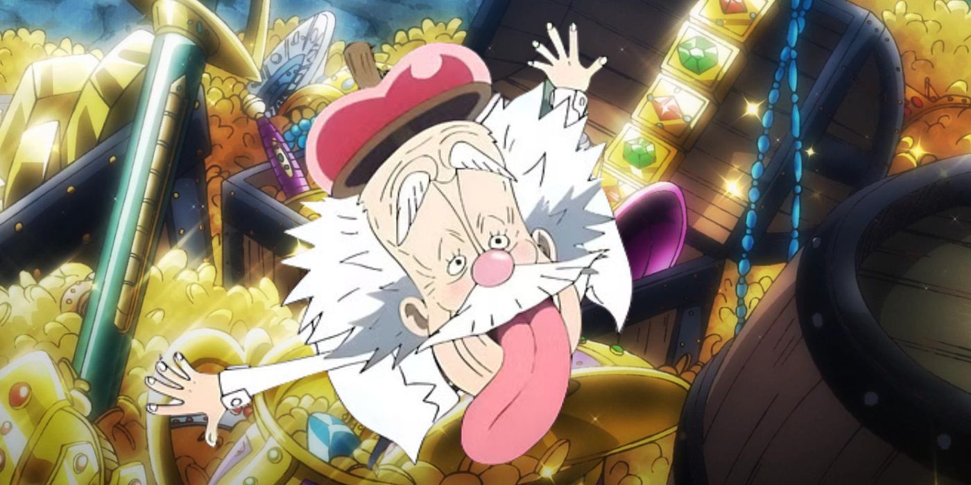 Dr. Vegapunk from One Piece with treasures behind him