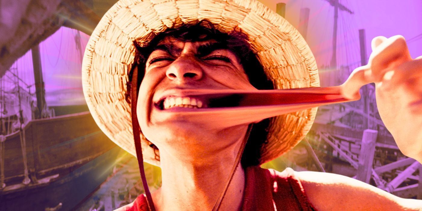 Luffy stretching his mouth in One Piece live-action