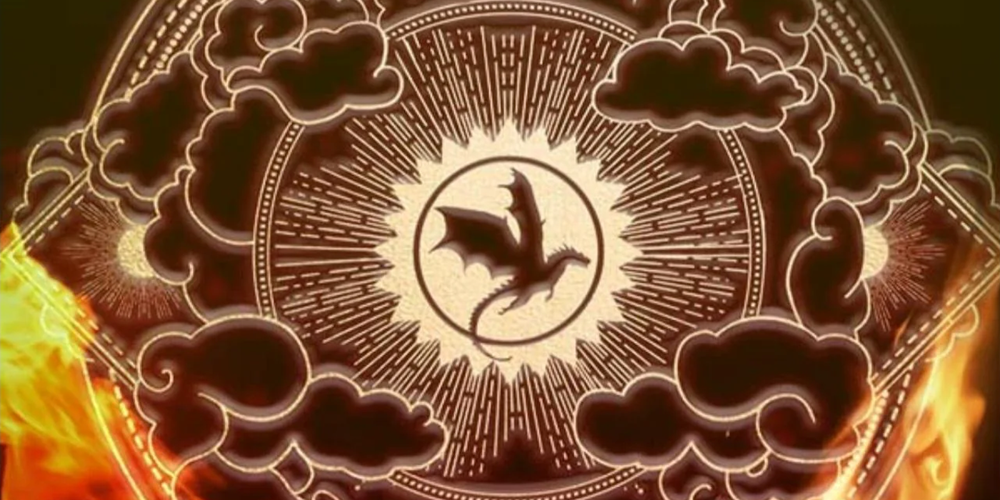 Sampul Onyx Storm yang dipotong: gambar siluet naga di bawah sinar matahari yang cerah