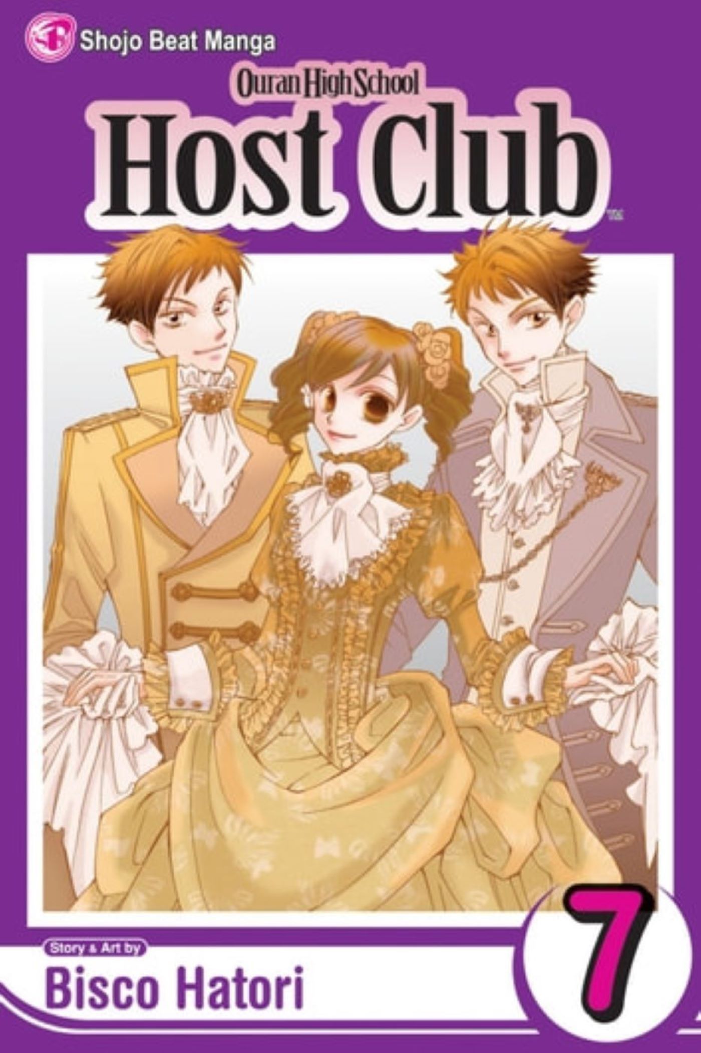 Ouran High School Host Club - Volume 7 - Hikaru, Kaoru, and Haruhi in old western royal clothing