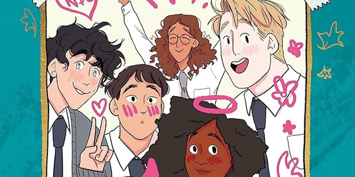 The Paris Squad from Heartstopper featuring Nick, Charlie, Elle, Tao and Tara (Artwork from The Heartstopper Yearbook by Alice Oseman)