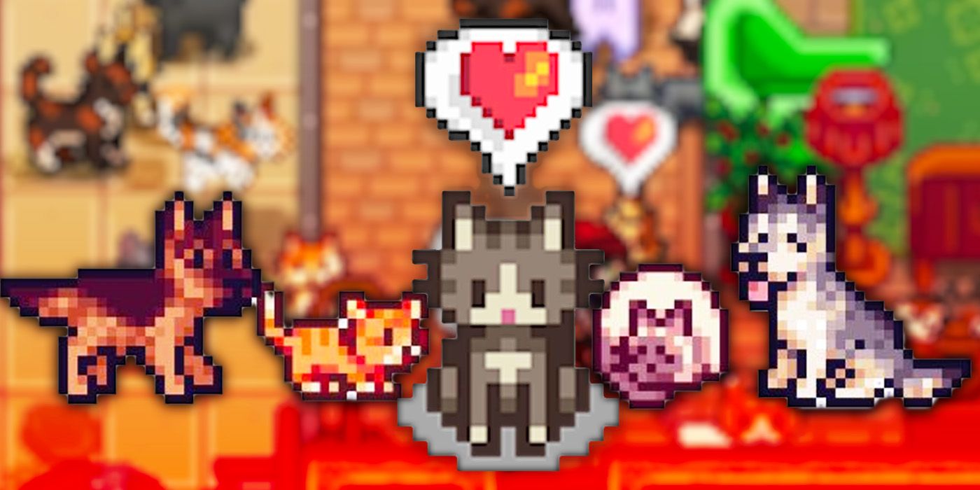 pets from Stardew Valley in front of blurred gameplay