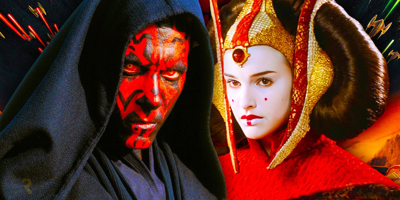 Ray Park's Darth Maul and Natalie Portman's Padmé Amidala in Star Wars' The Phantom Menace