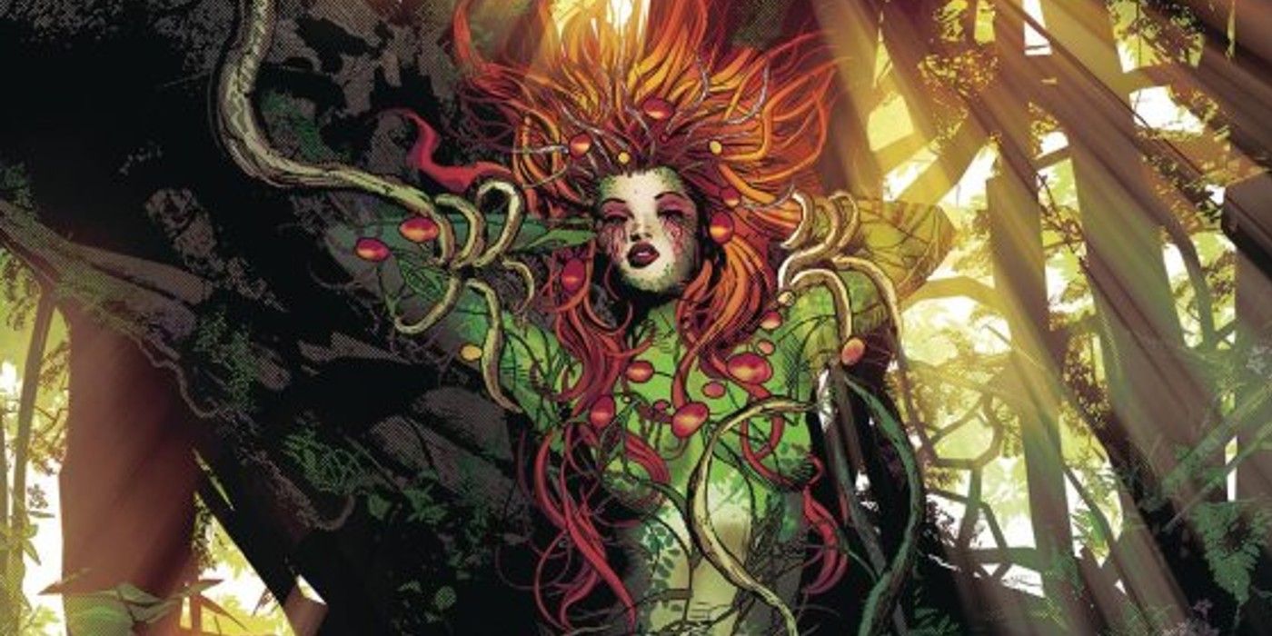 Poison Ivy stretching her arms behind her head, her body covered in vine tendrils, on the cover of Poison Ivy #16