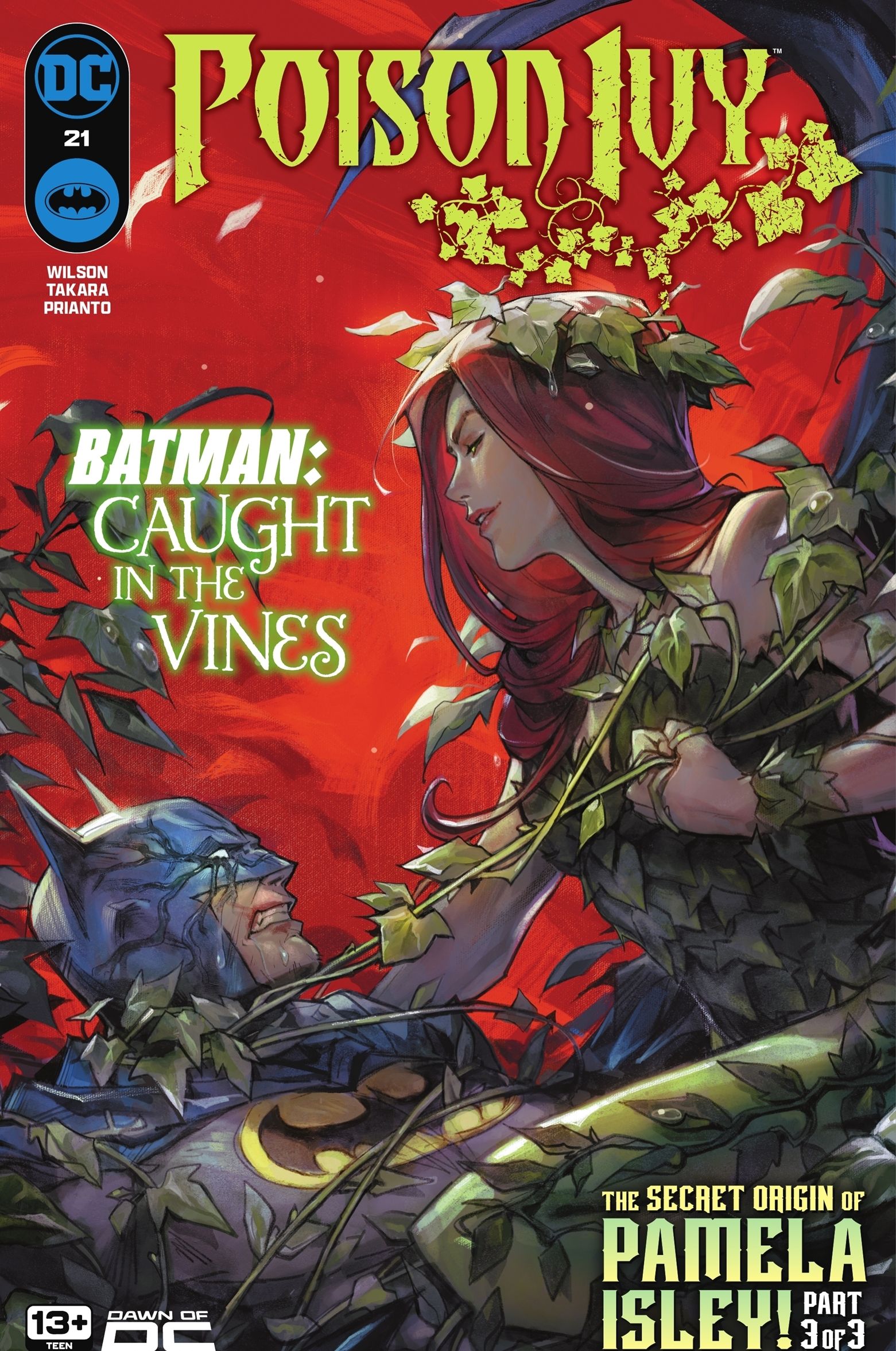 Poison Ivy 21 Main Cover: Poison Ivy twists Batman in her vines.