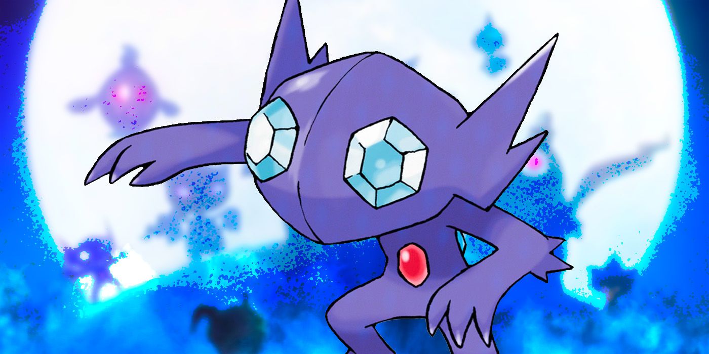 Sableye Pokémon with a moon in the background. 