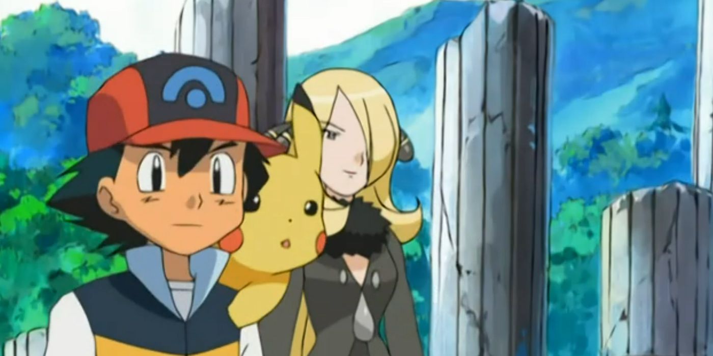 Pokémon: Ash e Cynthia em seu primeiro encontro.