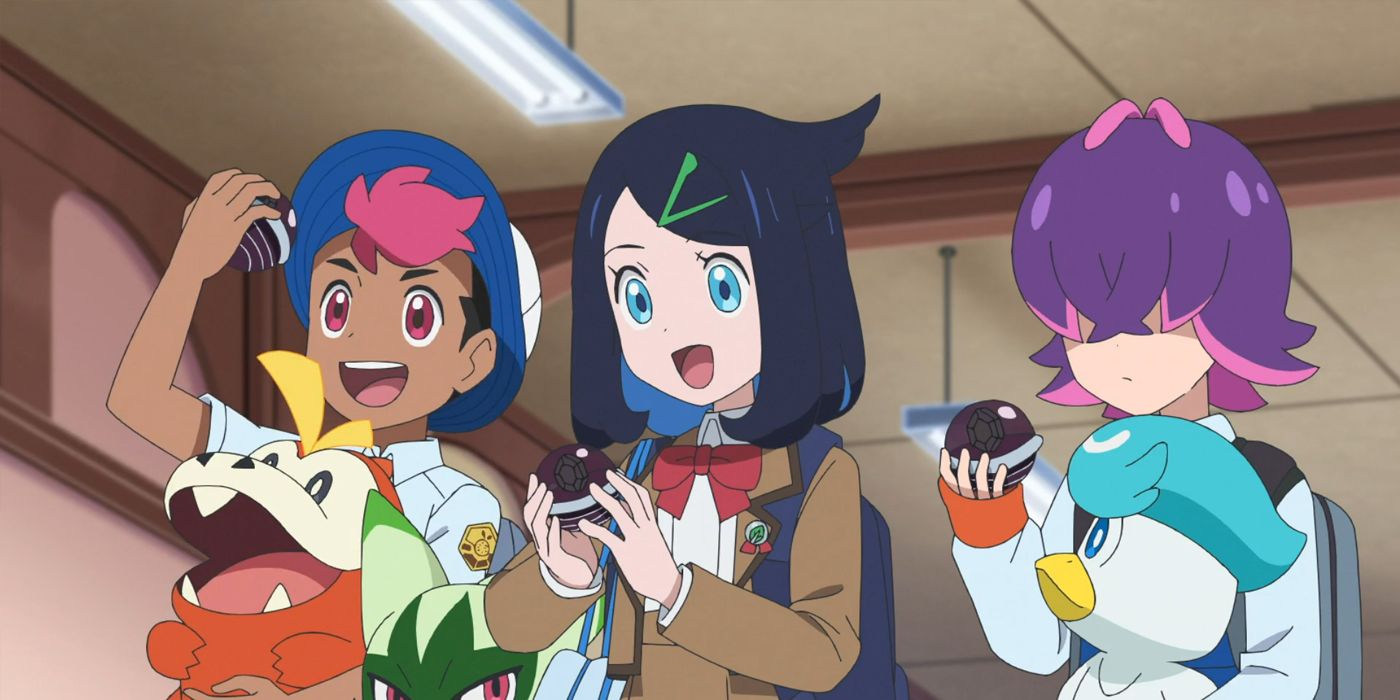 Pokémon Horizons: Liko, Roy e Dot recebem Tera Orbs.