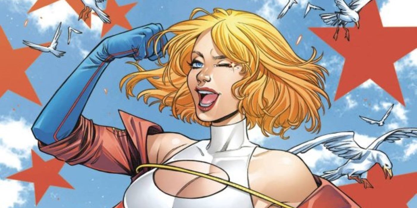 Power Girl #2 Variant cover with Paige winking and flexing