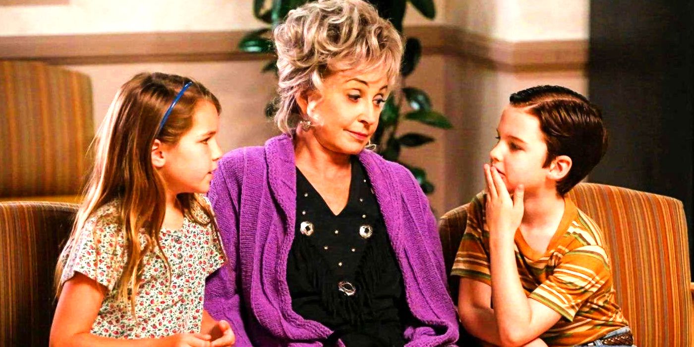 Raegan Revord as Missy, Annie Potts as Meemaw, and Iain Armitage as Sheldon in Young Sheldon