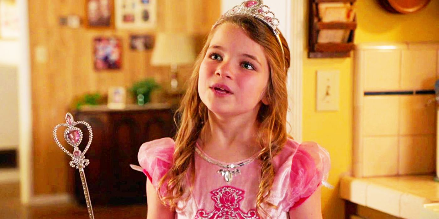 Raegan Revord as Missy wearing a princess costume in Young Sheldon