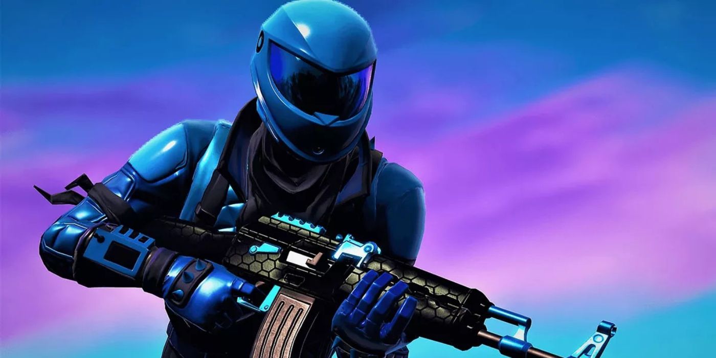 The Honor Guard skin holding an assault rifle in Fortnite