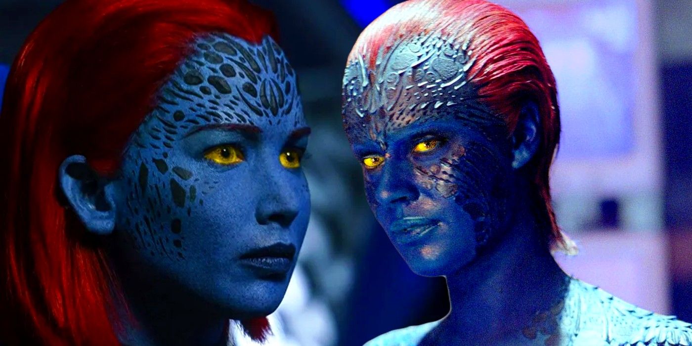 Rebecca Romijn and Jennifer Lawrence as Mystique in the X-Men movies