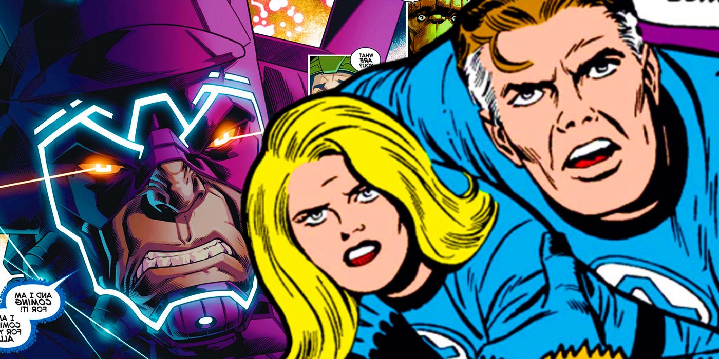 Reed Richards, Sue Storm and Galactus in the MCU's The Fantastic Four Marvel Comics inspiration