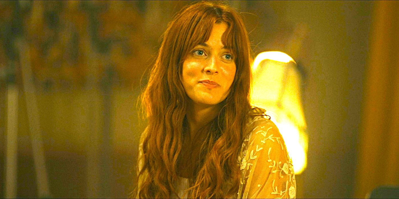 Riley Keough wearing a sunny expression in a scene from Daisy Jones and the Six