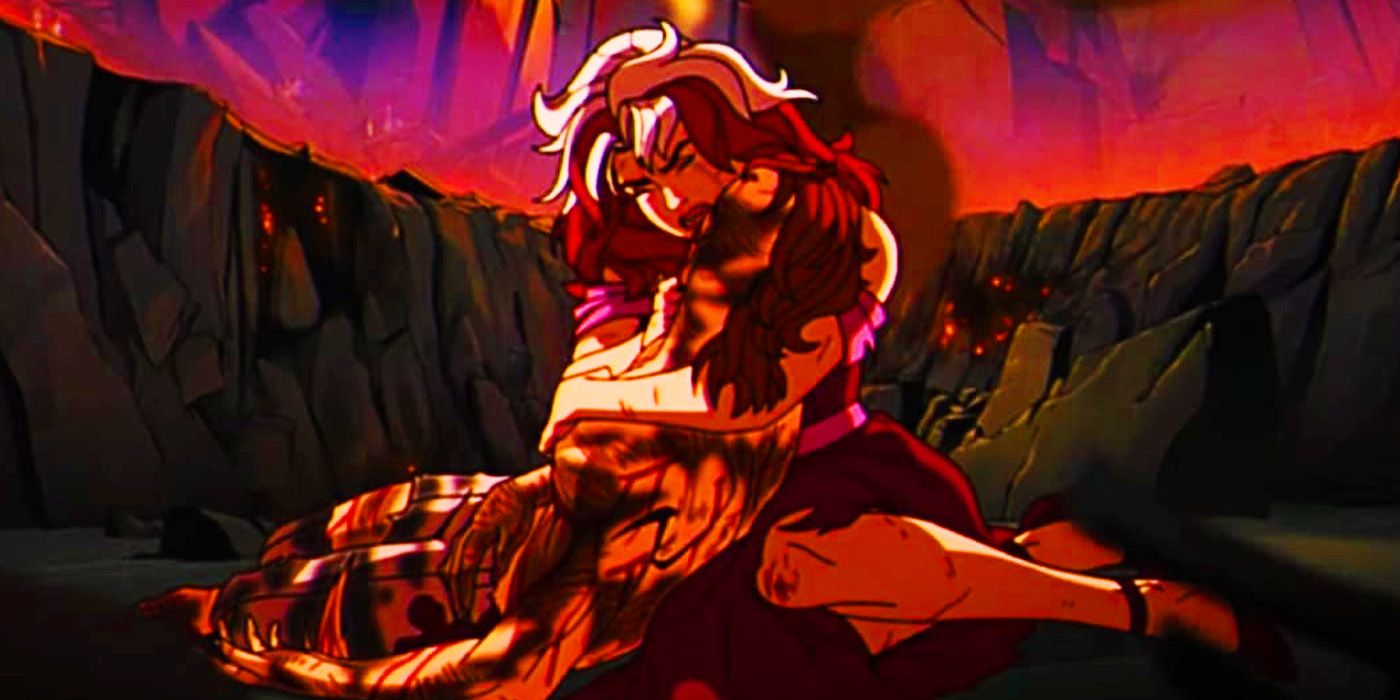 Rogue cradling dead Gambit in X-Men '97 episode 5