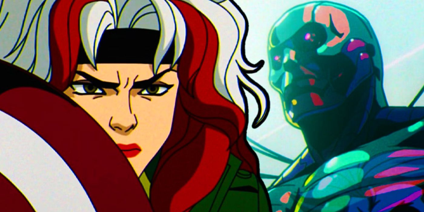 Rogue with Captain America's shield and a Prime Sentinel in X-Men '97 episode 7