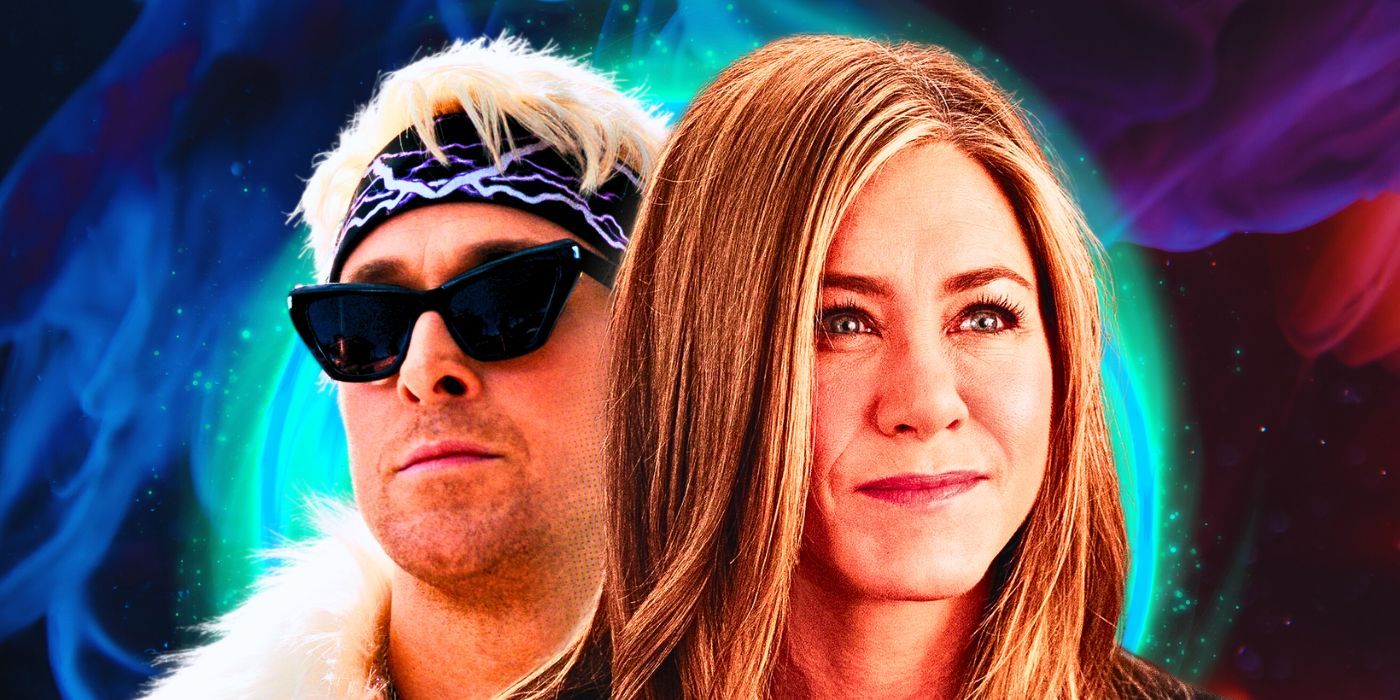 Custom image of Ryan Gosling as Ken in sunglasses and Jennifer Aniston smiling