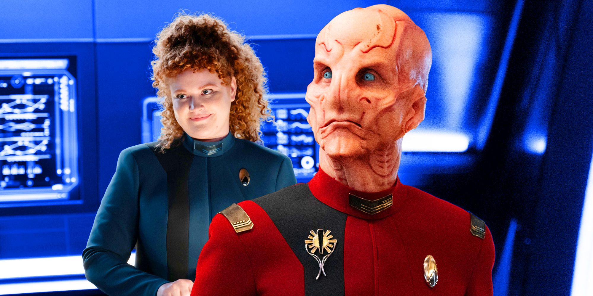 Doug Jones as Saru and Mary Wiseman as Sylvia Tilly from Star Trek Discovery Season 5