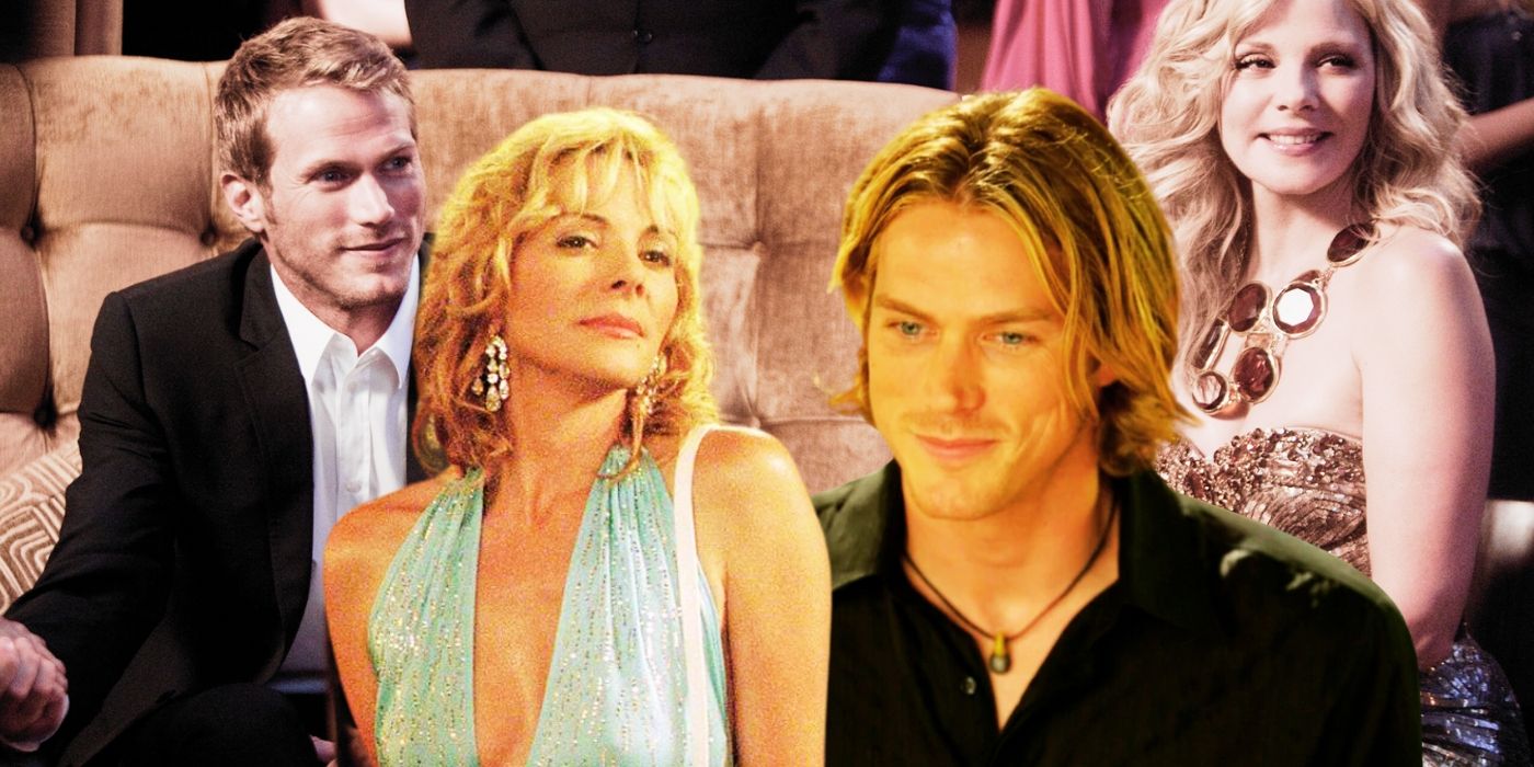 A composite image features Kim Cattrall as Samantha Jones and Jason Lewis as Jerry Smith Jerrod in Sex and the City
