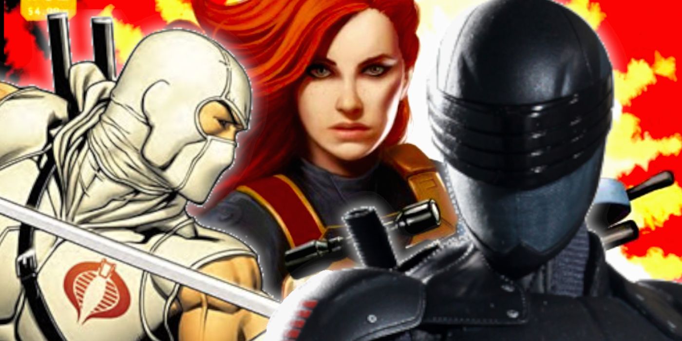 G.I. Joe characters Snake Eyes (left); Scarlett (center) and Storm Shadow (right)