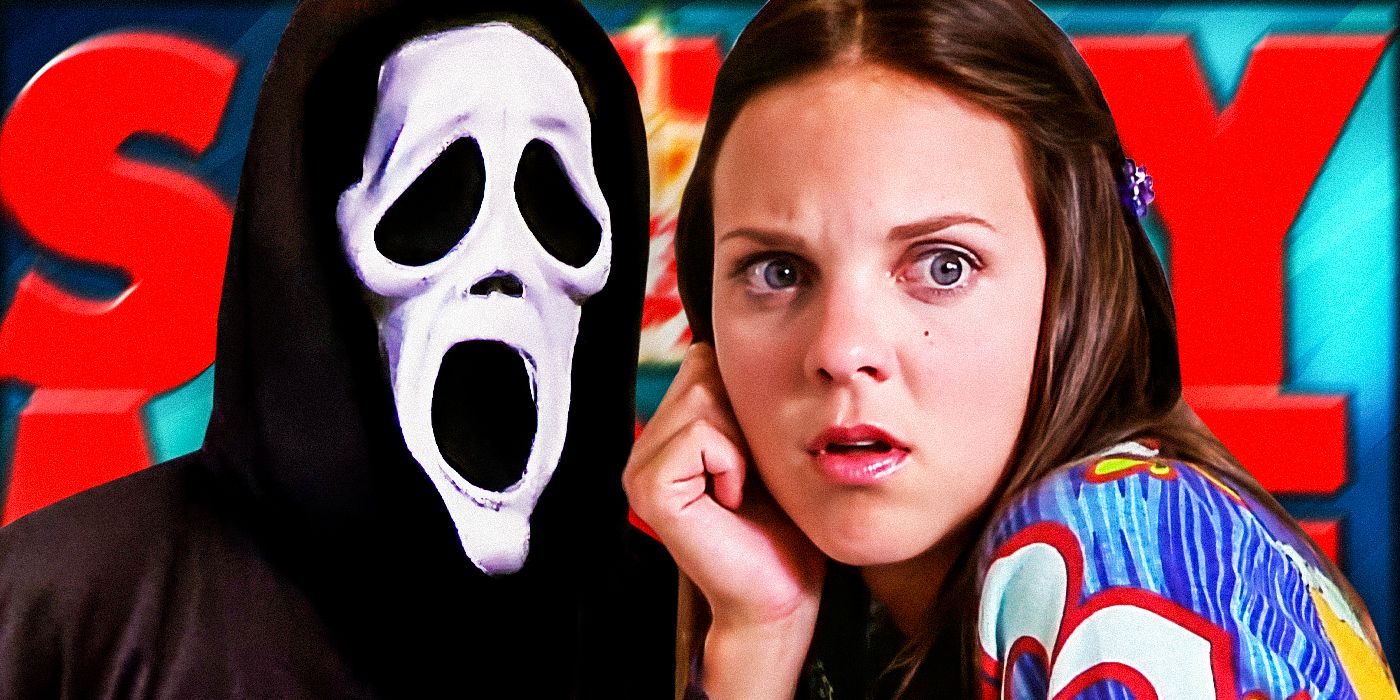 Scary Movie Ghostface next to Anna Faris as Cindy Campbell
