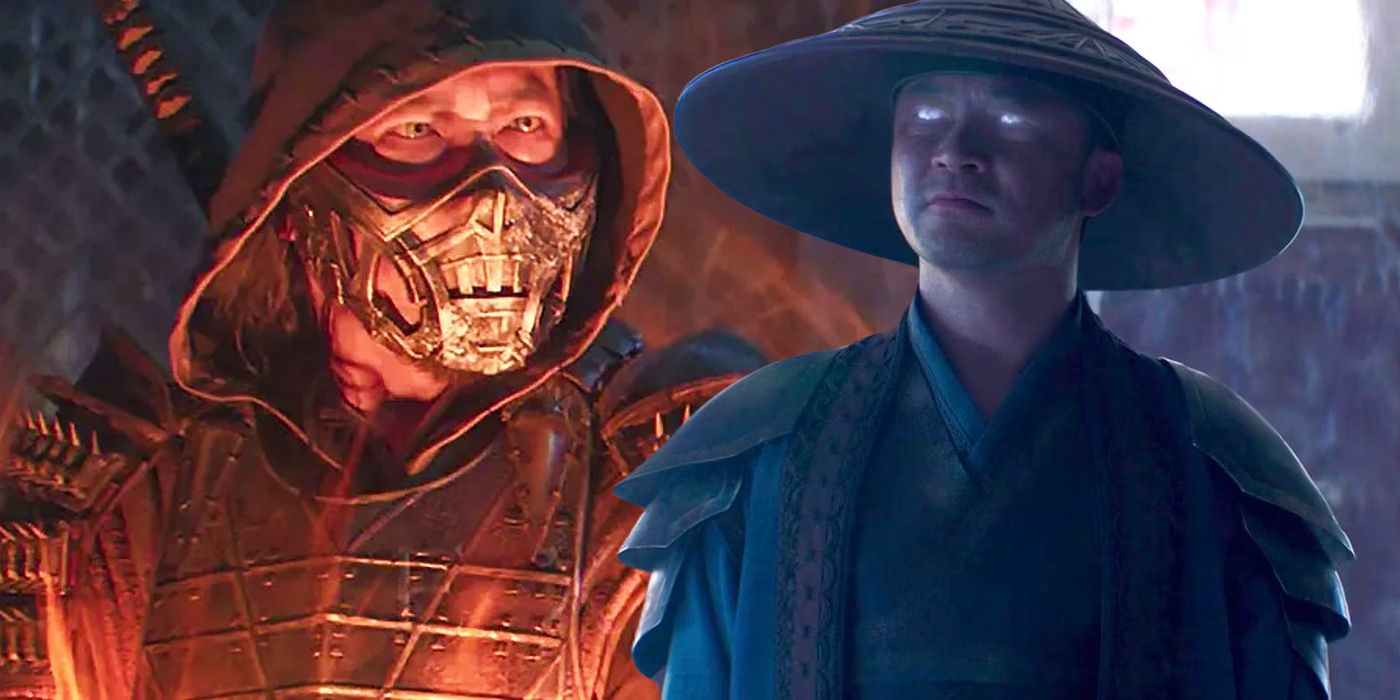 Hiroyuki Sanada as Scorpion next to Tadanobu Asano as Raiden in Mortal Kombat (2021)