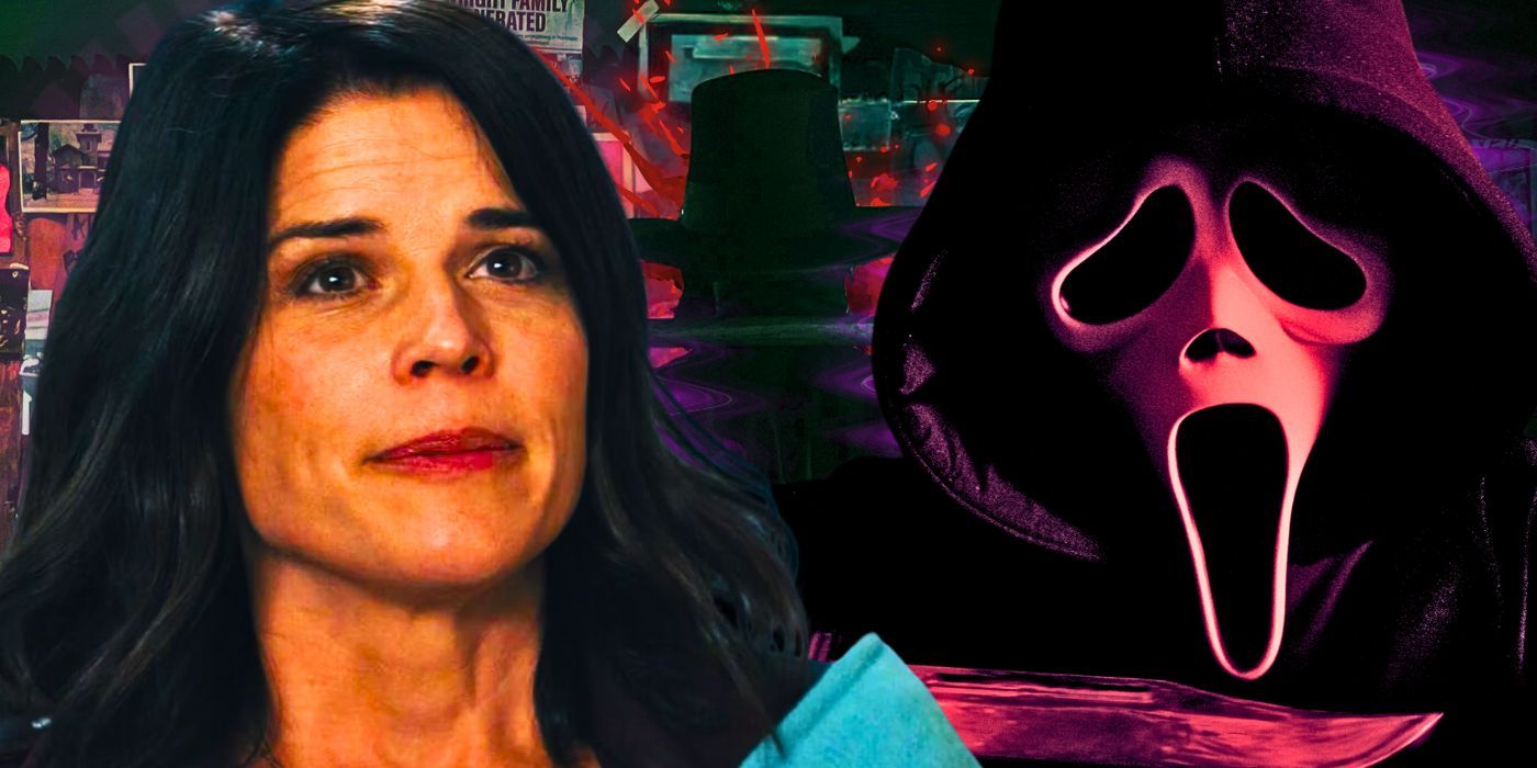 Neve Campbell as Sidney Prescott and Ghostface in Scream.
