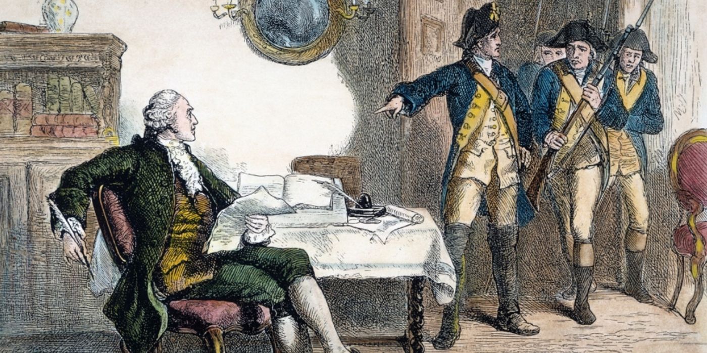 William Franklin sendo preso pelas tropas coloniais