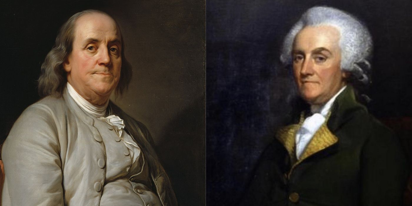 Benjamin Franklin e William Franklin lado a lado