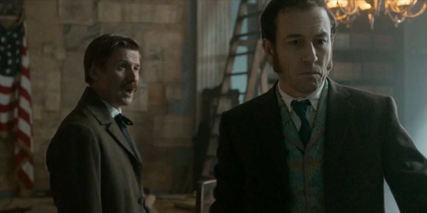 Damian O'Hare and Tobias Menzies as Thomas Eckert and Edwin Stanton in Manhunt