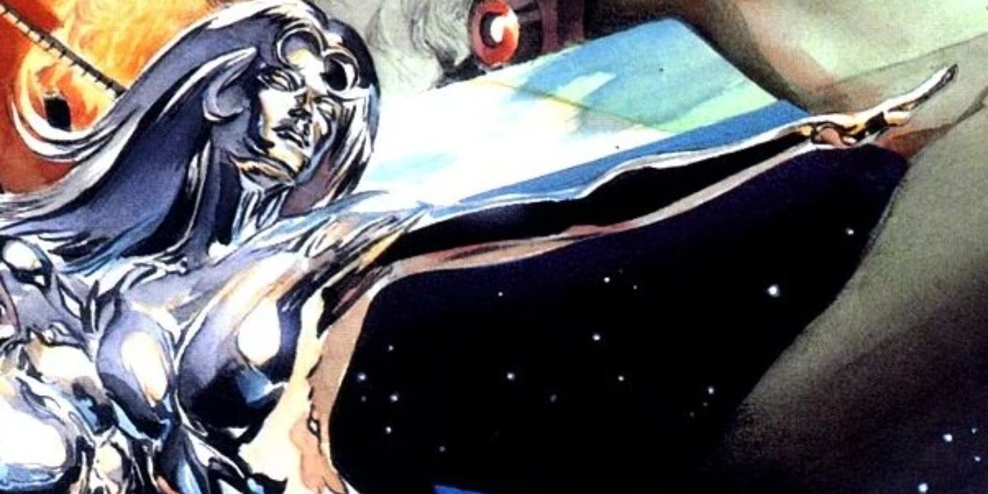 Shalla-Bal as an alternate universe version of the Silver Surfer in Marvel Comics